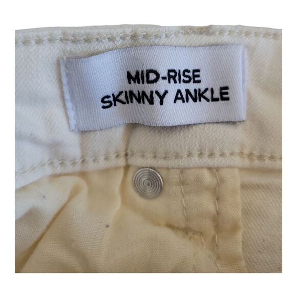 Oat New York Mid-Rise Skinny Ankle Off White Natural Color Jeans Size 32 - Picture 6 of 7